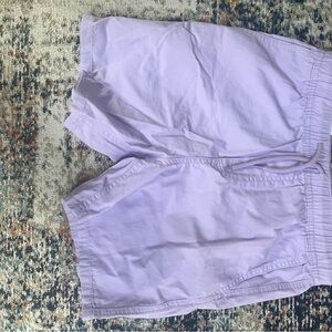 H&M Purple Cargo Shorts with Relaxed Fit and Elastic Waistband